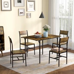 Industriale rustico marrone pieghevole foglia a goccia tavolo da cucina salvaspazio per 2-4 persone sala da pranzo mobili per appartamenti - Product Image 2