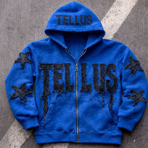 Venta al por mayor 100% algodón de los hombres Premium Drop Shoulder Hoodie Custom Logo Design Vintage Look desgastado - Product Image 4