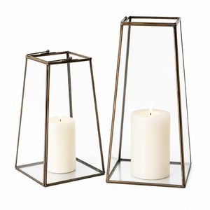 Farol de Metal Negro Moderno con Vidrio, Portavelas Decorativo, Faroles Colgantes Vintage para Velas de Pilar, Decoración para el Hogar, Bodas y Patios - Product Image 5