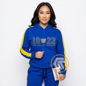 Chándal de invierno con capucha de algodón y forro polar bordado con diseño 2 en 1 personalizado de Sigma Gamma Rho, de alta calidad, transpirable, para hermandades griegas. - Product Image 3