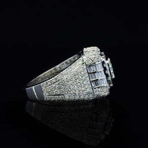 Luxury Women's 18K Gold Moissanite Cocktail <b>Ring</b> Geometric Baguette Pave Setting Engagement <b>Statement</b> Jewelry - Product Image 4