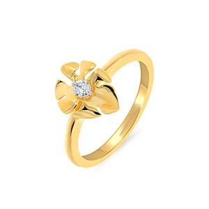 Premium Gold Diamond <b>Studded</b> Leaf Design Engagement Ring for Women — Marquise Cut Center Stone, 0.35 Carat, Nature-Inspired - Product Image 1