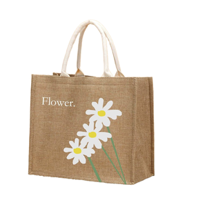 Custom Logo Printed Laminated Eco <b>Reusable</b> Jute Tote <b>Bag</b> with Solution Fast Shipping In Stock Bamboo Handle Sustainable Shopping - Product Image 5