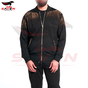 Top Product Black Gold Rhinestone Tracksuit Mens Full Zip Jacket <b>Sweatpants</b> <b>Set</b> Wholesale Mens Luxury Rhinestone Tracksuit <b>Set</b> - Product Image 4