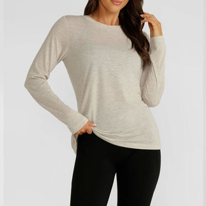 High Elastic Tight Yoga Clothes Women Quick Dry Breathable Loose Fit Lightweight 210 Gsm Knitted <b>Long</b> <b>Sleeve</b> Activewear Shirt - Product Image 6