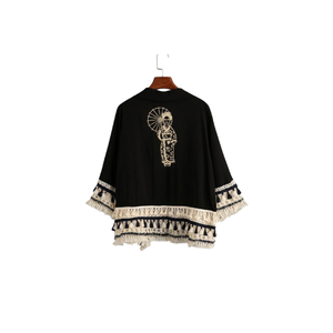 Caftán Beige hasta el Tobillo para Mujer con Bolsillos Delanteros, Detalle de Bordado de Palmeras, Estilo Étnico, Transpirable, para Mujeres Musulmanas - Product Image 3
