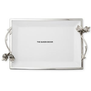 Bandeja de Servicio Rectangular de Cristal con Asa de Aluminio, Bañada en Oro, para Hotel y Restaurante - Product Image 2