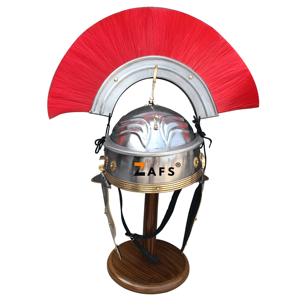 Casque de Centurion Romain Fait Main avec Plume Rouge en Acier Doux – Réplique Historique pour Reconstitutions et Événements Cosplay - Product Image 5