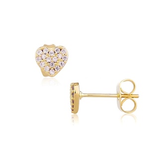 Boucles d'oreilles clous en argent sterling 925 plaqué or, mini-boucles d'oreilles en forme de cœur serties de zircon blanc pour mariage, fête ou cadeau - Product Image 1
