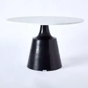 Nouvelle table basse ronde décorative moderne noire pour la décoration de la maison et du salon, en bois et métal. - Product Image 4