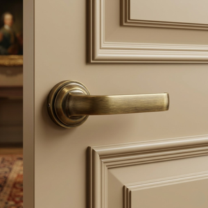 Juego de Manijas de Puerta de Latón de Diseño con Cerradura de Embutir |   Manijas de Lujo para Puertas Interiores en Acabado Antiguo, Negro, Dorado y Grafito - Product Image 2