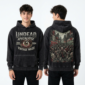 Sudadera con capucha morada con estampado gráfico de payaso zombi de carnaval, estilo vintage con temática de circo, jersey personalizado de streetwear con temática de espectáculo de circo - Product Image 2