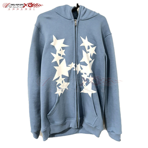 Sweat à capuche zippé décontracté pour femme, coupe ajustée, confortable, bleu ciel, respirant, avec cordon de serrage, 100 % coton molletonné, hiver automne - Product Image 2
