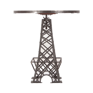 Mesa de Bar Estilo Torre Eiffel, Industrial, de Metal y Madera, con Altura Ajustable y Tablero Redondo de Madera de Mango - Product Image 5