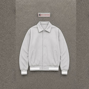 PREMIUM LIGHT GREY VARSITY <b>JACKET</b> FOR <b>MEN</b> STYLISH MODERN WINTER FASHION Regular Fit Turn-down Collar Solid Color Polyester Casua - Product Image 5
