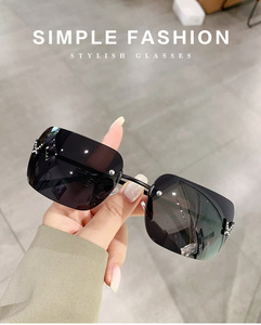 Gafas de Sol de Lujo Sin Montura con Decoración de Diamantes, Tendencia 2026, Unisex, Polarizadas, Diseño de Autor, Servicio OEM, Cómodas, UV400 - Product Image 1