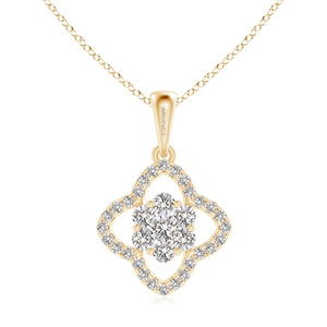 จี้เพชรทรงโคลเวอร์ประดับเพชรแล็บโกรว์ ดีไซน์ดอกไม้ ทอง 10K 14K 18K เงิน 925 935 ชุบโรเดียม สำหรับงานแต่งงานและหมั้น แรงบันดาลใจจากธรรมชาติ - Product Image 3