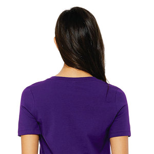 Camiseta de Cuello en V para Mujer, Directo de Fábrica, Ligera, de Algodón Jersey, Corte Ajustado, Informal, Personalizable con Marca, OEM, Venta al Por Mayor - Product Image 3