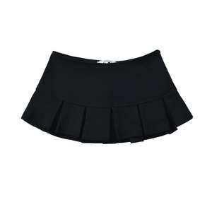 Mini-jupe-short plissée en coton pour femme, taille naturelle, couleur unie, style décontracté, respirante, avec fermeture éclair, collection été 2026 - Product Image 1