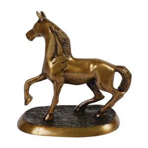 Figura de Caballo Grabada en Latón Macizo Kartique, Escultura Decorativa de Estilo Moderno y Antiguo para Mesa y Vitrina - Product Image 1