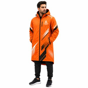 Veste de pluie imperméable à capuche longue orange personnalisée, coupe-vent, respirante, pour toutes les saisons, pour hommes et femmes, randonnée, pêche, utilisation par temps pluvieux - Product Image 2