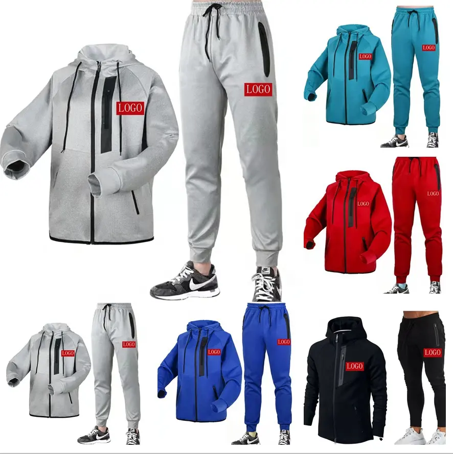 Chándales Conjuntos para correr Ropa deportiva para hombre Otoño Invierno 2 piezas Sudadera Pantalones Marca Azul Jogging Ropa Traje deportivo