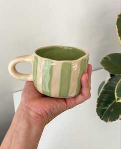 Milk <b>Mug</b> Ceramic Tea <b>Mug</b> With Blue Grid Pattern Minimalist Design For Home Use - Product Image 2