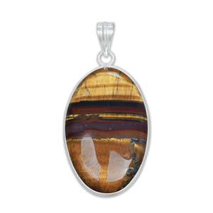 Classiques très vendus, pendentif artisanal simple en laiton plaqué or jaune et argent, avec œil de tigre naturel, pour femme, idéal pour un cadeau quotidien - Product Image 2