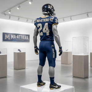 Ensemble de maillot et pantalon de football américain personnalisé bleu marine et or, uniforme d'équipe rembourré, fabricant de vêtements de sport en gros - Product Image 1