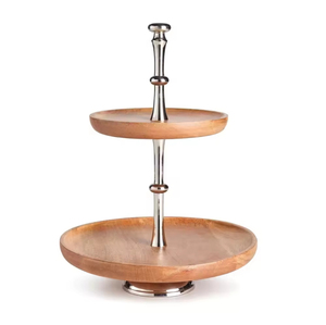 Soporte para pasteles de madera y metal con forma redonda, soporte para pasteles hecho a mano, soporte para servir pasteles para cumpleaños, bodas, fiestas y celebraciones. - Product Image 6