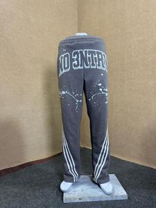 Ensemble survêtement gris délavé à l'acide pour homme, sweat à capuche et pantalon de jogging, style streetwear oversize, logo personnalisé - Product Image 3