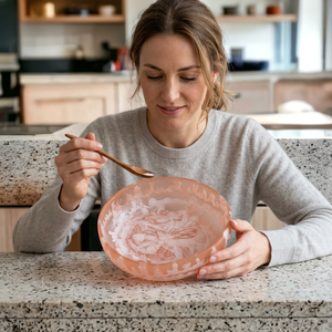 Modern Carved Polished Resin Classic Eco-Friendly Salad Bowl White Aqua Swirl <b>Marble</b> Finish Premium <b>Dinnerware</b> <b>Set</b> for Party - Product Image 1