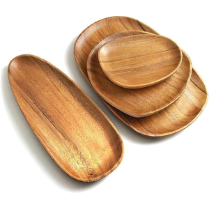 Assiettes en bois écologiques personnalisées, forme irrégulière, style japonais, plats de service en bois, assiettes à sushi, vaisselle pour la maison - Product Image 1