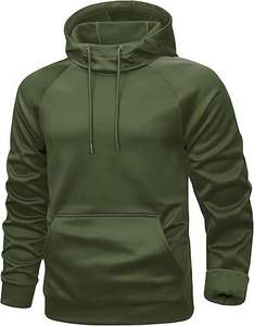 Sudadera con Capucha Negra para Hombre, Cuello Alto, Premium, Manga Larga, Informal, de Invierno, con Bolsillo Canguro - Product Image 4
