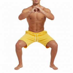 Men 100% Cotton <b>Hip</b> Hop Shorts Casual Elastic Waist Drawstring Lightweight Workout Beach Wear Jersey Fabric Sweat Shorts - Product Image 4