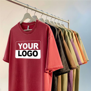 เสื้อยืดโอเวอร์ไซส์ทรงหลวม สไตล์สตรีทแวร์ แขนสั้น ผ้าฝ้ายแท้สองเส้น สีพื้น สำหรับผู้ชาย - Product Image 5