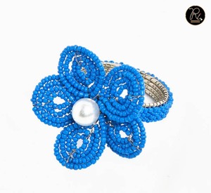 แหวนรองผ้าเช็ดปากโลหะถักมือประดับลูกปัดใหม่ พร้อมมุกสีน้ำเงิน ซื้อโดยตรงจากผู้ผลิตในราคาขายส่ง - Product Image 1