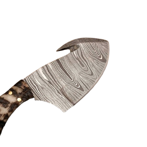 Custom Hand Forged Damascus Steel Skinner Hunting <b>Knife</b> with Gut Hook | Premium <b>Bone</b> <b>Handle</b> Fixed Blade Camping <b>Knife</b> - Product Image 3