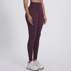 Women <b>Leggings</b> High Waist Full Length Solid <b>Pink</b> Yoga <b>Legging</b> With Ruched Detail Elastic Waist Four-Way Stretch Seamless Pants - Product Image 4