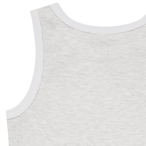 Débardeur côtelé en maille pour femme, blanc chiné, avec bordure contrastante blanche, en coton premium, sans manches, décontracté, respirant, idéal pour l'été - Product Image 6