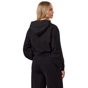 Lightweight Black Full <b>Zip</b> Crop Hoodie for Women Loopback Fleece <b>Cropped</b> <b>Zip</b> <b>Up</b> Sweatshirt Fashion Fitness Streetwear - Product Image 4