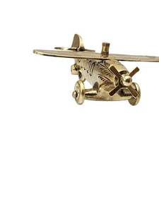 Avion à réaction en laiton, modèle réduit vintage, objet décoratif de table, statue d'avion miniature antique pour la décoration de la maison et du bureau, finition brillante - Product Image 2