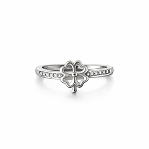 แหวนรีวาเลีย โฟร์ลีฟโคลเวอร์ เอเทอร์นิตี้แบนด์สำหรับผู้หญิง โชคดี เรียบง่าย สง่างาม เหมาะสำหรับงานปาร์ตี้และโอกาสต่างๆ เป็นของขวัญ - Product Image 1