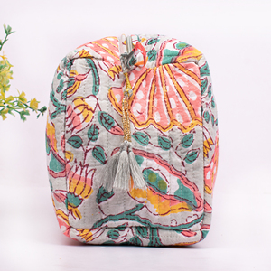 Organic Cotton Printed Quilted Fashion Handmade Newest Reusable Multifunction Customized Design Large Portable Makeup <b>Bag</b> - Product Image 4