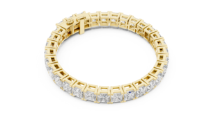 LUXURY LAB GROWN PRINCESS CUT DIAMOND TENNIS BRACELET SET 18KT YELLOW <b>GOLD</b> RHODIUM PLATED DAILY OFFICE WEAR WEDDING ENGAGEMENT - Product Image 3