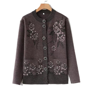 Cardigan d'hiver décontracté 100% coton, couleur unie, col en V, logo sur le devant, respirant, confortable, personnalisable, pull pour femme - Product Image 1