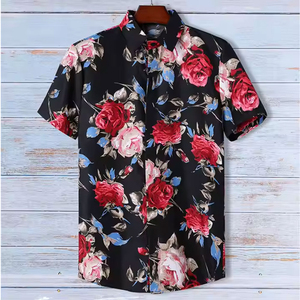 Chemises de plage décontractées pour hommes, tricotées, à col rabattu, respirantes, écologiques, à motif floral par sublimation, collection été, vente chaude - Product Image 6