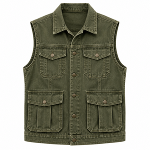 Outer Wear with Pockets Heated & Anti-UV New Hot Selling Fashionable Casual Denim <b>Vest</b> for <b>Men</b> Winter - Product Image 5