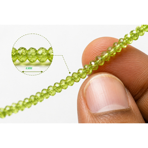 Cuentas Sueltas de Piedra Verde Plateada Shree Ambikanath para Joyería, 4mm, Facetadas, Rondelle, Peridoto, Servicio de Muestras de Rajasthan - Product Image 2