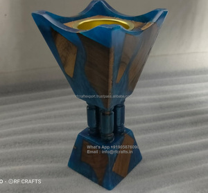 Porte-encens bougie en résine époxy bleue avec brûleur d'or Mubkhar Bakhoor encensoir religieux brûleur d'encens pour cheveux par rfcrafts - Product Image 3